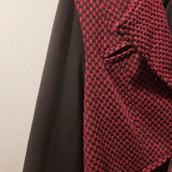 Torrid Maroon Red and Black Checkered Moto Knit Zipper Jacket in Size 2 - Picture 6 of 12